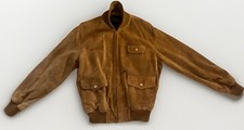 Vintage Polo Country Ralph Lauren Suede Leather Plaid Lined Bomber Jacket Size L