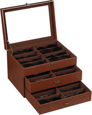 AUTOARK Leather Velvet Clear Lid 24 Piece Eyeglasses Storage and Sunglass Glas