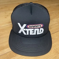 VTG Wynn's X-Tend Black 80s Racing Mesh Auto Cars Parts Trucker Snapback Hat Cap