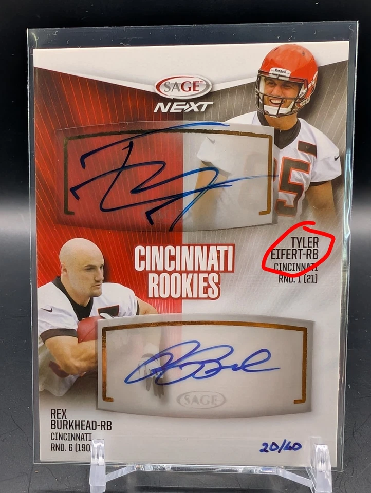 2013 SAGE NEXT Cincinnati Rookies Tyler Eifert & Rex Burkhead #/40 - Error Card? - Image 2 of 3