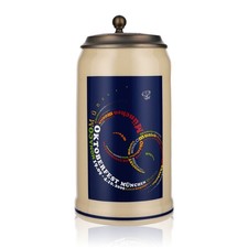 Steingut Bierseidel Glas 1,0l Tonkrug Oktoberfest München 2009 mit Zinndeckel