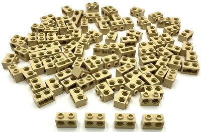 Lego 100 New Tan Technic Bricks Building Blocks 1 x 2 with Holes Parts