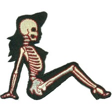 Skeleton Girl Embroidered Patch Iron On Sew On Gothic Skull Applique Badge