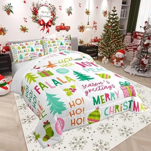 Juego de cama Feliz Navidad para niños niños niños niñas colorido Navidad doble Cyj15574 Foto 3 de 4