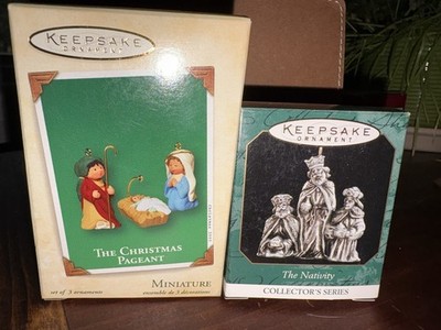 Hallmark 2003 Mini Xmas Pageant Ornament Set Of 3 & Mini Nativity 1999 Series #2