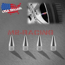 4pcs Gunmetal Long Spike Valve Stem Caps Metal Thread Set For Wheel Tires TVC29