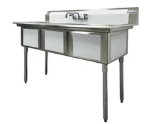 18" Three Bowl Kitchen Sink Commercial Sink 3 Compartment NSF Certified