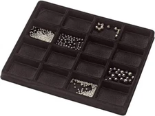 Lot of 24 Jewelry Tray Inserts 16 Compartment Black Flocked Jewelry 7 ¾" x 6 ¾"