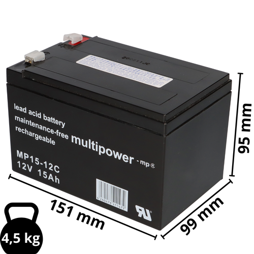 Akku E-Scooter Forca 48V 4x 12V 15Ah AGM Blei Accu - Bild 2 von 6