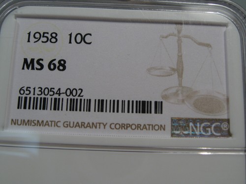 Rainbow Toned Gem BU 1958 Silver Roosevelt Dime NGC MS68. #12 - Picture 5 of 10