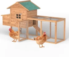 80" Chicken Coop Wooden Poultry Cage  Hen Hutch Pet House Outdoor w/Nest Box&Run