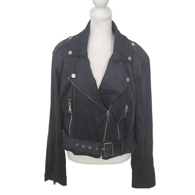 Danielle Bernstein Black Suede Moto Jacket NWT Size Large Black Moto Jacket