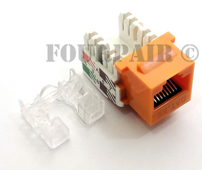 CAT5e Standard Keystone RJ45 110 Punch Down Keystone Modular Snap-In Jack Orange