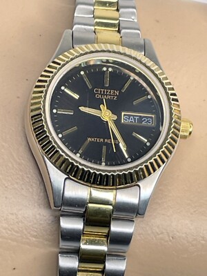 Citizens Women's Quartz Watch 6000-R00413 2-Toned, Black Dial, Day