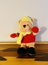 Disney Store - Winter 2002 Winnie the Pooh 8" Plush Christmas Holiday Cap Scarf
