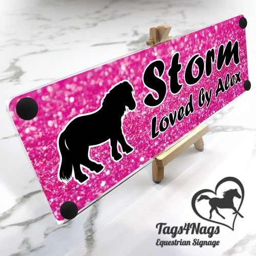Horse Stable Name Sign Bright pink & Black text, 10 logo & font options - Picture 7 of 24