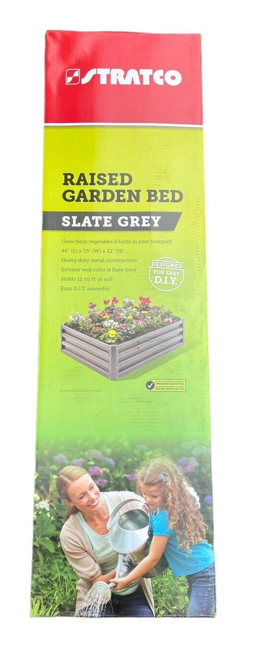 Stratco Raised Garden Bed Slate Gray Metal 46 x 35 x 12 Inches eBay