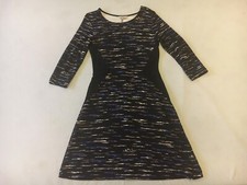 GREAT PLAINS, Black Multi -Fit&Flare-3/4Sleeve-Stretch Jersey-Dress. Small