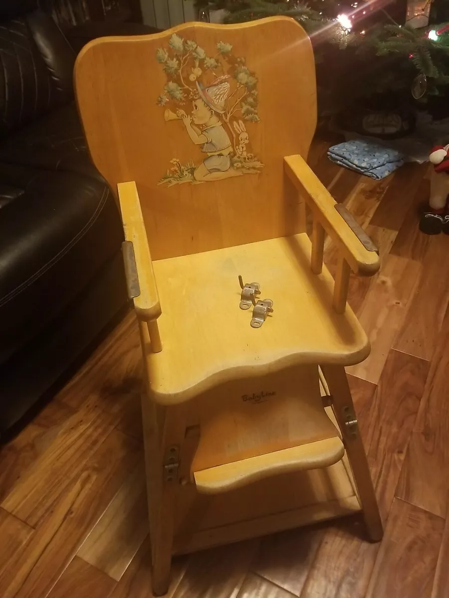 Vintage solid wood Baby Line Convertible High Chair Table Sturdy