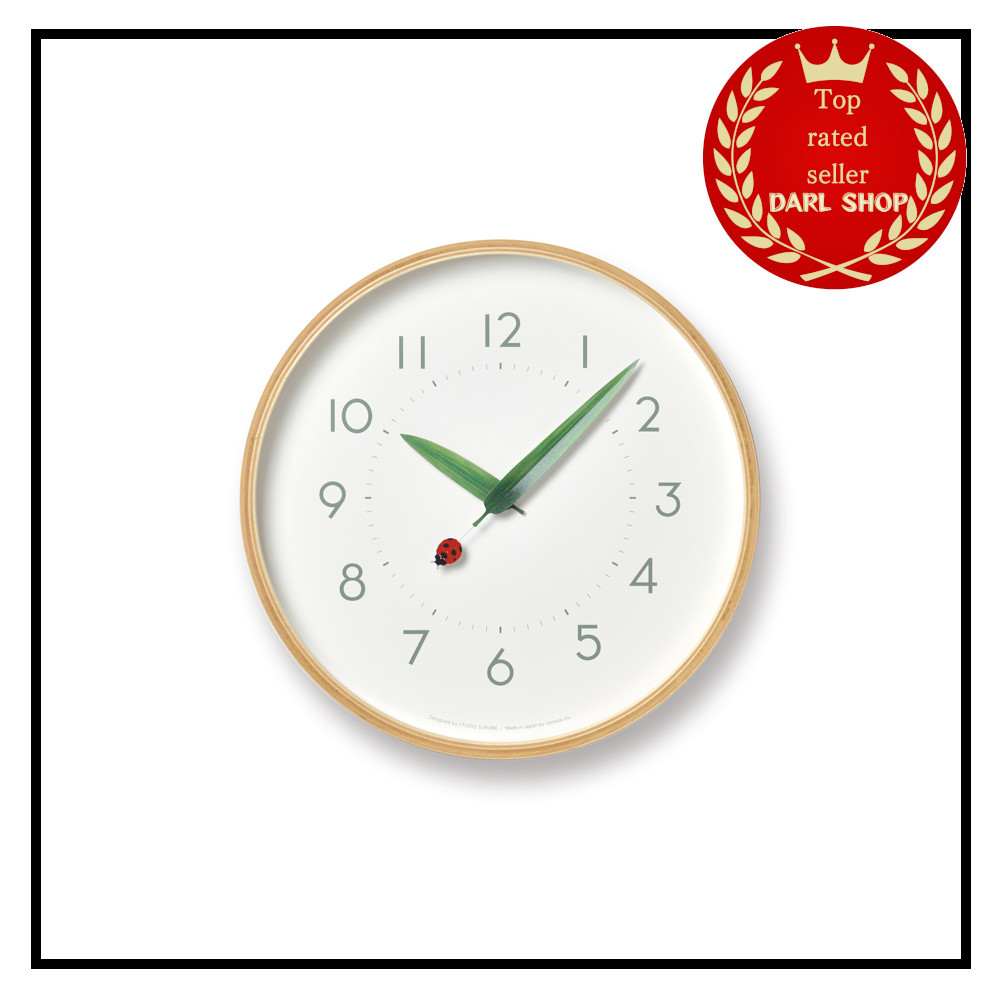 Lemnos Wall Clock Analog Natural Wooden Ladybug Sur18 16 Perch Wood JP NEW CBP