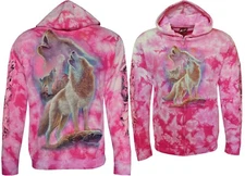 Tie Dye Hoodie Zip Up Wolves Howling Under the Cosmic Night Glow in Dark by Wild