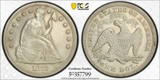 1873 SEATED LIBERTY SILVER DOLLAR $1 PCGS AU DETAIL VERY NICE DETAILS (D194)