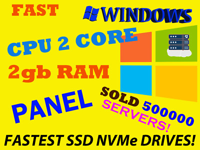 2 core RDP Server - Windows server - control panel - 30GB - RAM DDR4 FAST SSD