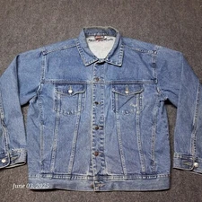 VTG Denim Trucker Jacket Starburst RN# 101113 Size Medium Boxy Look