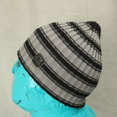 BULA Wool Blend Striped Knit Beanie Skullcap Polartec Gray 