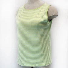 TALBOTS Plus Size Green Striped 100% Cotton Tee Tank Top 1X Petite