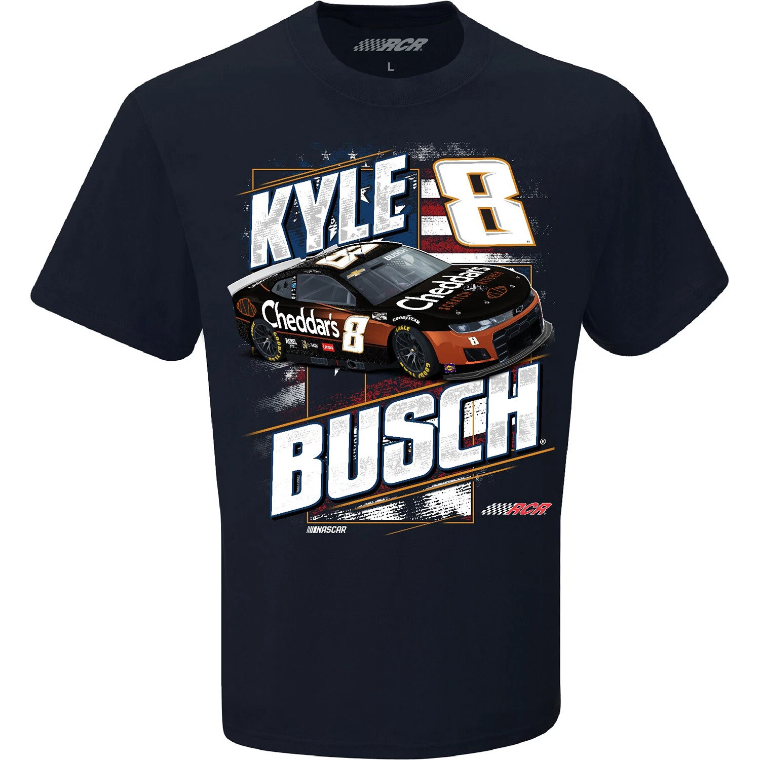 Kyle Busch Patriotic Double Sided T-Shirt Blue