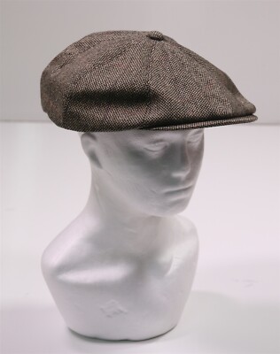 Lis Blanc Fukano Japan Newsboy Cap 7 1/8 Brown Tweed Wool Custom Made Hat