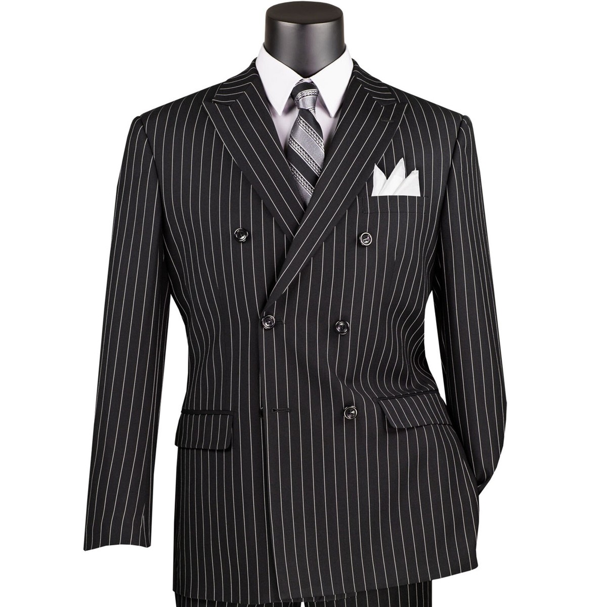 VINCI Men's Pinstripe Double-Breasted 6-Button Suit - 38S