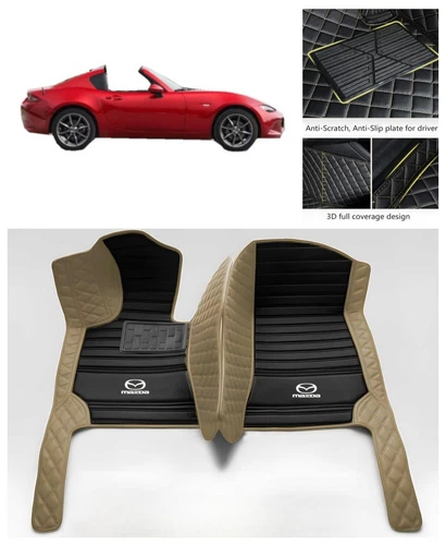 Für Mazda MX5 Miata Auto Fußmatten Leder Maßgefertigt Vordere Reihe Teppiche Kofferraumwanne - Bild 10 von 28