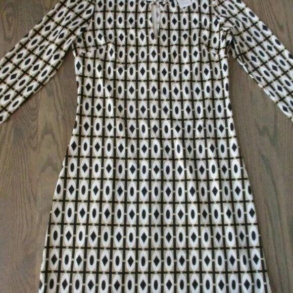 Julie Brown Tan Black Geometric Dress Small - Image 3 of 4