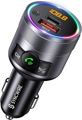 SYNCWIRE Bluetooth 5.3 FM-Transmitter für das Auto, 48W Max PD & QC 3.0... 