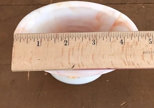 Retro 70s VASE Akro Agate Embossed Textured white Orange Swirl 4" USA MADE - Picture 7 of 17