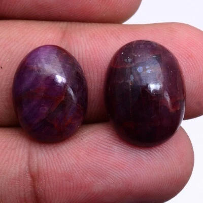 2 Stück Natürlicher Afrikanischer Rubin Nicht Erhitzt 16mm-17mm Cabochon Tolle - Bild 1 von 4