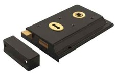 3 PACK x  Carlisle Brass Flanged Rim Lock Black japanned RSE8064JAP/BP