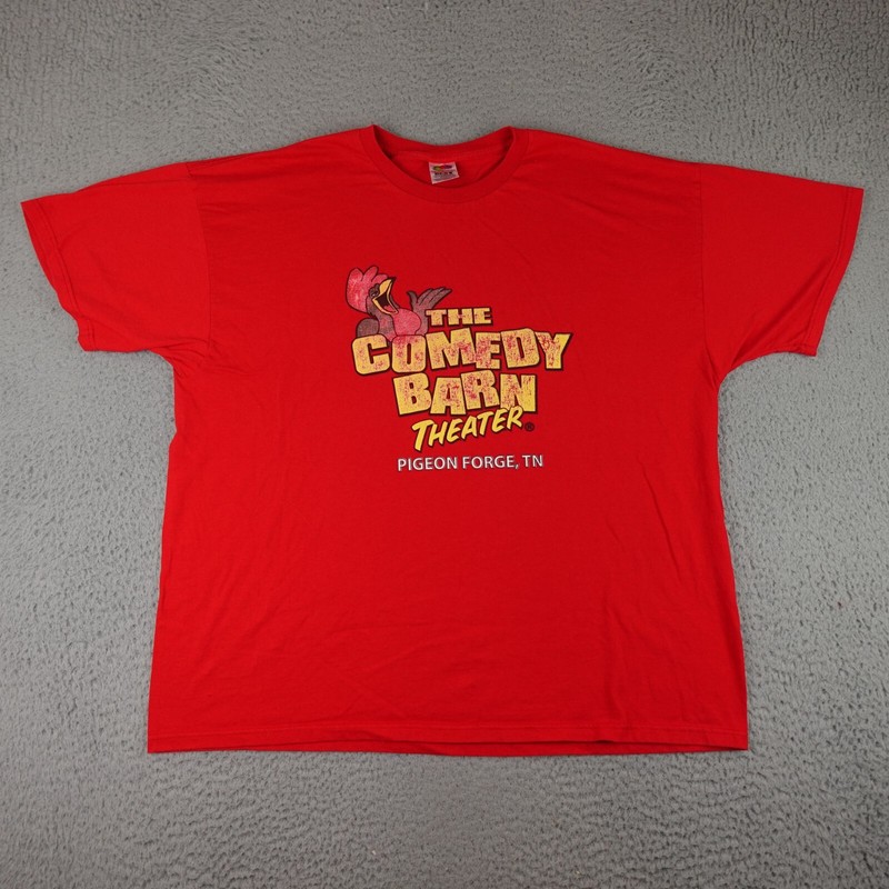Vintage The Comedy Barn Shirt Mens 2XL Red Short Sleeve Pigeon Forge Tennesee