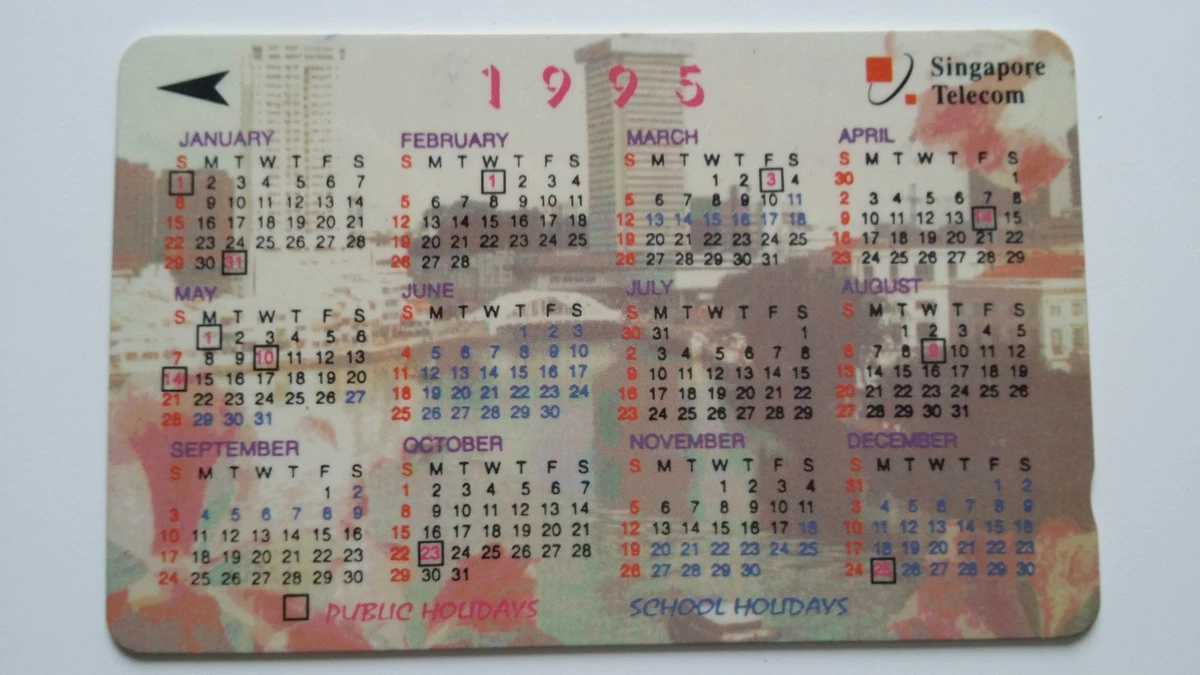 SINGAPORE PHONE CARD CALENDAR 1995 | eBay