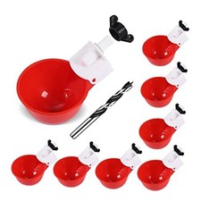 Chicken Waterer Cups 8 Pack/ - DIY Automatic Large Chicken Water Feeder Red