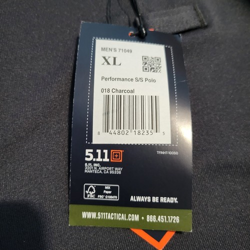 5.11 Tactical Shirt Herren XL Performance Polo Kurzarm Enduro Flex anthrazit - Bild 5 von 12