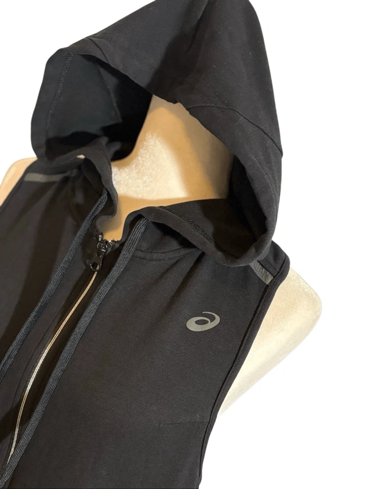 Chaleco ASICS negro espalda deportiva con capucha cremallera completa - XL Foto 3 de 4