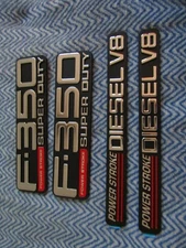 Door fender Badges Set of 4 Fit for 99-04 350 Power-stroke Diesel V8 Replacement