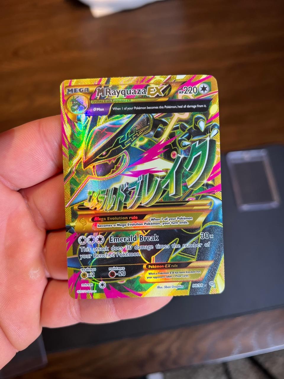 M Rayquaza EX (Shiny Full Art) 98/98 XY - Ancient Origins - Moderately Played .