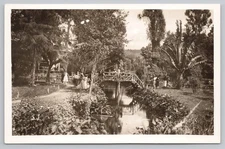 c.1940s Mexico City Canal Bridge Park Scene People Real Photo Postcard RPPC A5