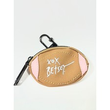 Betsey Johnson Football Coin Purse Bag Charm Tan Pink XOX Betsey Novelty Pouch