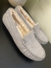 Women's Floopi Micro Fiber Gray Moccasin Slippers Memory Foam Non Skid Size 8