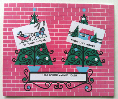Our house to your house 50's vintage Christmas greeting card #A14